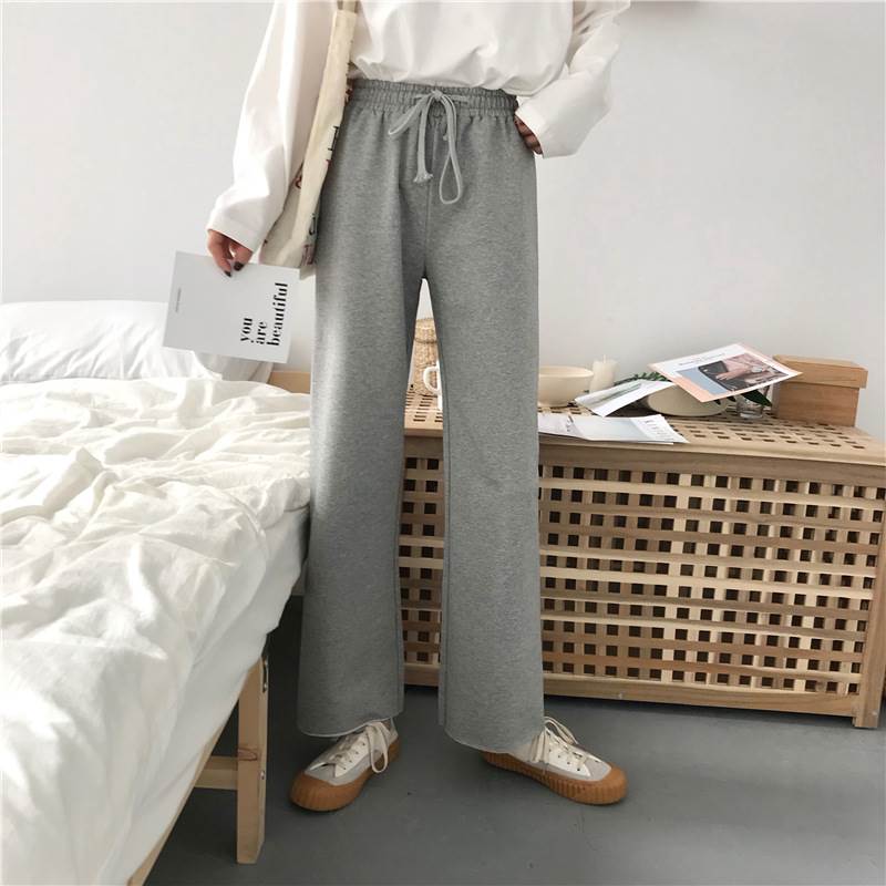 乐天商城 - ウエストドロストコード付き ワイドレッグ ボトムス パンツ ズボン ストレートパンツ S M L XL ロング丈 アンクル丈 ハイウエスト ウエストゴム シンプル カジュアル おしゃれ かっこいい こなれ感 ボーイッシュ 送料無料 個性的 ボトムス スポーティー 無地 レディース