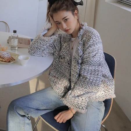 アウタージャケットノーカラー長袖ス...