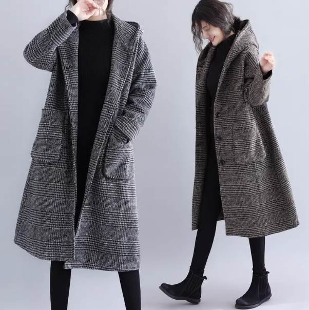 乐天商城 - アウター パーカー コート 長袖 ドロップショルダー デザイン ボタン 美ライン ニュアンス ポケット 前開き フード グレンチェック 大人可愛い きれいめ シンプル カジュアル 大人 上品 おしゃれ ミディアム丈 ゆったり ドロップショルダー こなれ感 お出かけ 送料無料