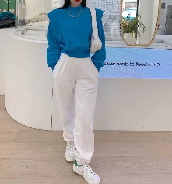 トップス プルオーバー 長袖 パワーショルダー ハイネック デザイン 美ライン ニュアンス カラバリ エディター 大人可愛い きれいめ 無地 シンプル カジュアル 大人 上品 おしゃれ トップス 大人女子 こなれ感 個性的 エレガント クール ブルー ホワイト 春 秋 冬 送料無料 algostore-10006526 algostore サンプル画像3