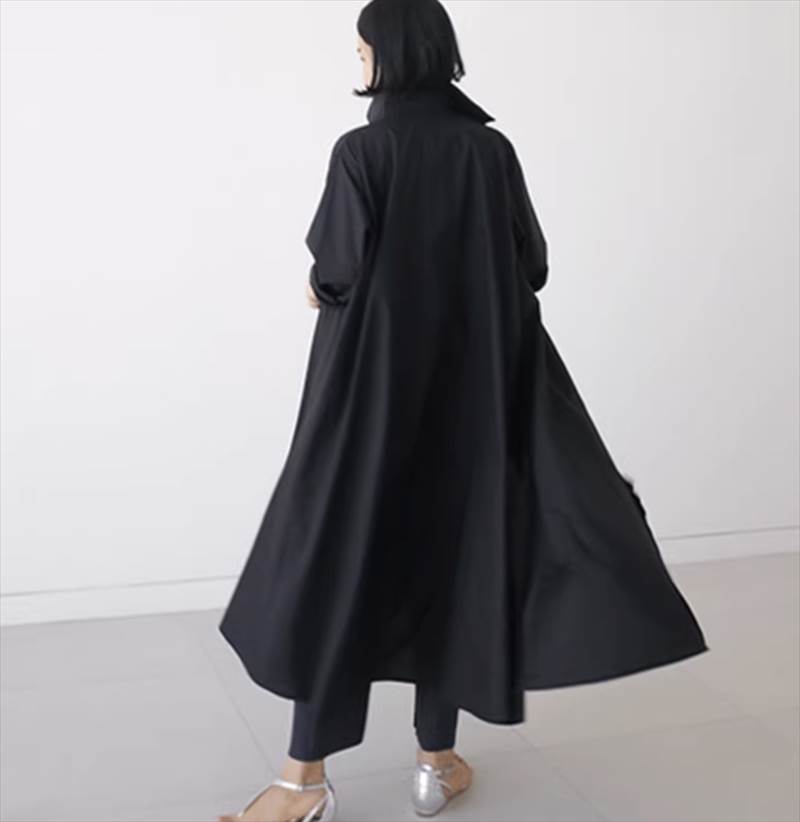 シャツワンピース スカート ロング丈 アシンメトリー 送料無料 襟付き 長袖 前開き ボタン レディース かわいい 大人可愛い きれいめ こなれ感 シンプル カジュアル 主役級 存在感 個性的 モダン フェミニン デート お出かけ シャツワンピース ブラック ホワイト S M L XL