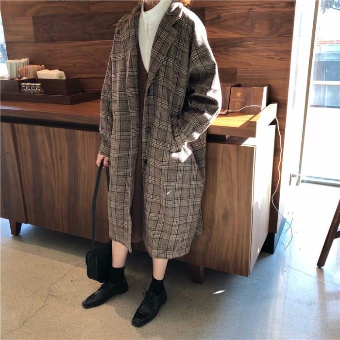 チェスターコート アウター 上着 羽織 ビッグシルエット 送料無料 グレンチェック 前開き 長袖 ボタン レディース かわいい 大人可愛い きれいめ 上品 こなれ感 シンプル カジュアル 主役級 存在感 個性的 レトロ ガーリー お出かけ チェスターコート カーキ グレー M L