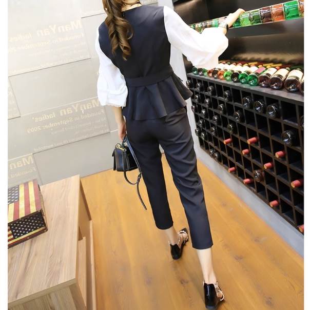 セットアップ トップス ボトムス プルオーバー 送料無料 ボリュームスリーブ Vネック クロップド パンツ ウエストマーク レディース かわいい 大人可愛い きれいめ 上品 こなれ感 シンプル カジュアル 主役級 存在感 オフィス フォーマル セットアップ M L XL 2XL 3XL 4XL