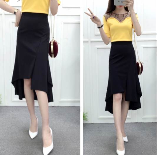 スカート ミモレ丈 ひざ丈 送料無料 ハイウエスト フレア ドレープ レディース かわいい 大人可愛い きれいめ 上品 こなれ感 シンプル カジュアル 主役級 存在感 個性的 美脚 クラシカル フェミニン デート 学生 OL お出かけ スカート ブラック XS S M L XL 2XL 3XL 4XL