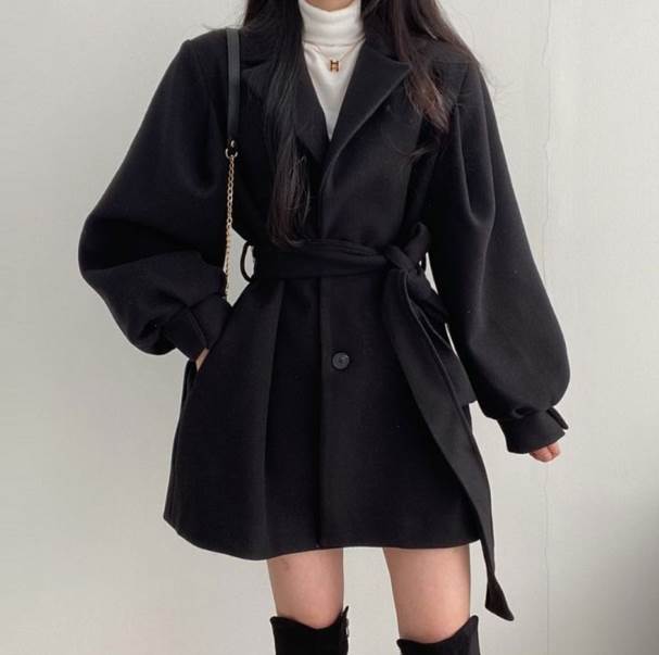 乐天商城 - コート ベルテッド アウター 上着 羽織 ミディアム丈 送料無料 前開き 長袖 ボリュームスリーブ 襟付き ベルト レディース かわいい 大人可愛い きれいめ 上品 こなれ感 シンプル カジュアル 主役級 存在感 ガーリー お出かけ コート ホワイト ブラック フェミニン モテ
