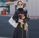 コート アウター 上着 羽織 ロング丈 送料無料 前開き 長袖 襟付き チェック柄 パイピング ドロップショルダー オーバーサイズ レディース かわいい 大人可愛い きれいめ こなれ感 シンプル カジュアル 主役級 存在感 個性的 ガーリー お出かけ コート ネイビー S M L XL