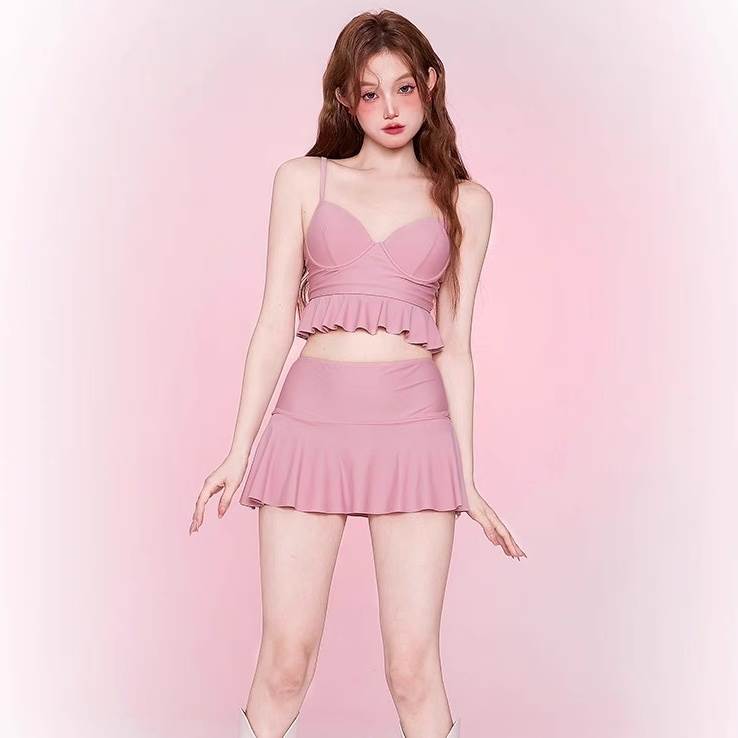 ビキニ タンキニ 水着 スイムウェア セパレート 送料無料 猫 透け感 長袖 フリル ハイウエスト レディース かわいい 大人可愛い きれいめ 上品 こなれ感 シンプル カジュアル 主役級 存在感 個性的 キュート モダン ビーチ プール リゾート ガーリー 海 ビキニ ピンク M L XL