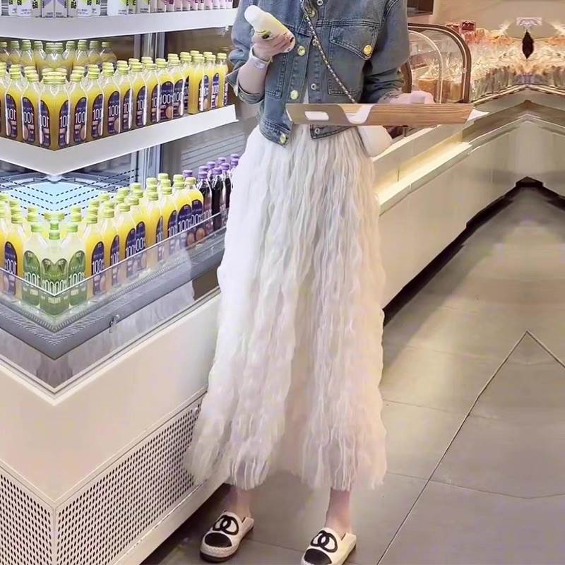 乐天商城 - スカート ミモレ丈 ロング丈 送料無料 体型カバー フレア 透け感 シースルー レディース かわいい 大人可愛い きれいめ 上品 こなれ感 シンプル カジュアル 主役級 存在感 個性的 エレガント フェミニン デート お出かけ スカート ホワイトブラック S M L XL 春 夏 モテ