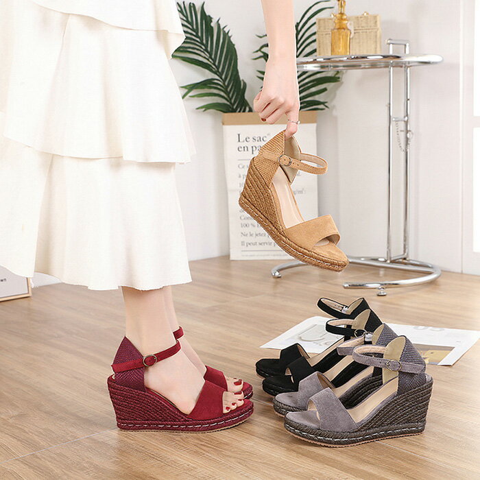 サンダル レディース 厚底 8.5cm ヒール コンフォートサンダル 歩きやすい おしゃれ 靴 ファッション 柔らかい 春 サマーサンダル 軽量 美脚 22.0-26.5cm ブラック レッド グレー アプリコット 疲れないのサムネイル