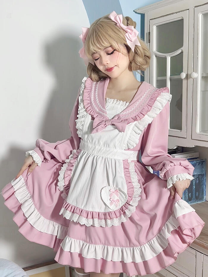 メイド服 セーラー ワンピース セーラー服 メイド 制服 ロリータ ドレス エプロン ゴスロリ 甘ロリ クラロリ 萌え 清…