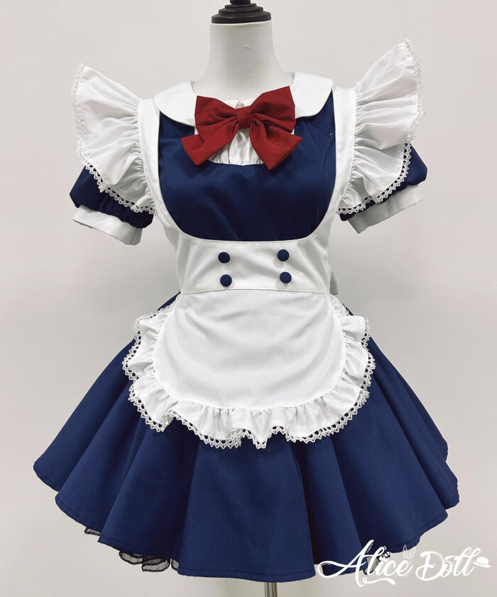 樂天商城 - クラシカル メイド服 ワンピース エプロン リボン 3点セット 丸襟 コスプレ衣装 ロリータ風 甘ロリ ピンク ネイビー 2色展開 可愛い メイドカフェ 制服 ハロウィン イベント 撮影会 コスチューム S - 2XL 新入荷