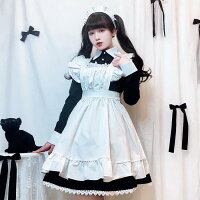 即納 高品質 メイド服 ワンピース 長袖 コスプレ 豪華セット ロリータ クラシカル ...