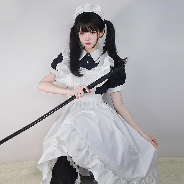 高品質 メイド服 エプロン クラシック ロング ロリータ 3点セット 長袖 半袖 コスプレ メイドカフェ 制服 体型カバー…