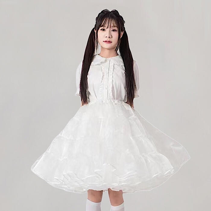 パニエ ボリュームアップ オーガンジー 普段使い 膝丈 55cm丈 ドレス スカート チ...
