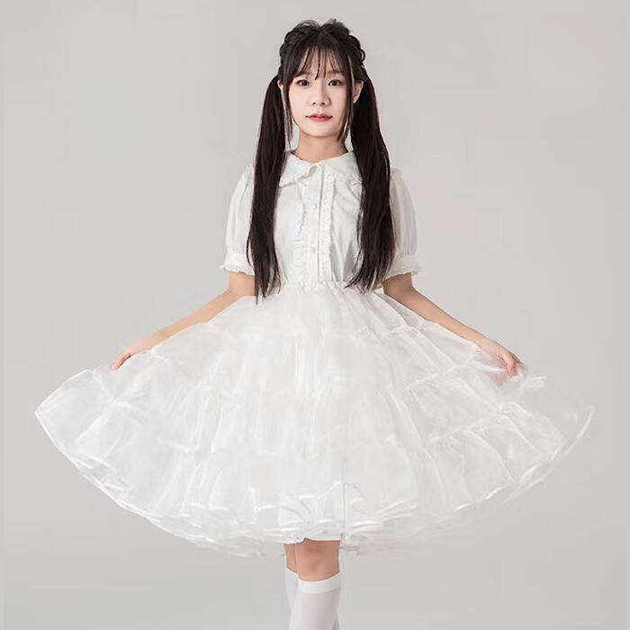 パニエ ボリュームアップ オーガンジー 普段使い 膝丈 55cm丈 ドレス スカート チ...