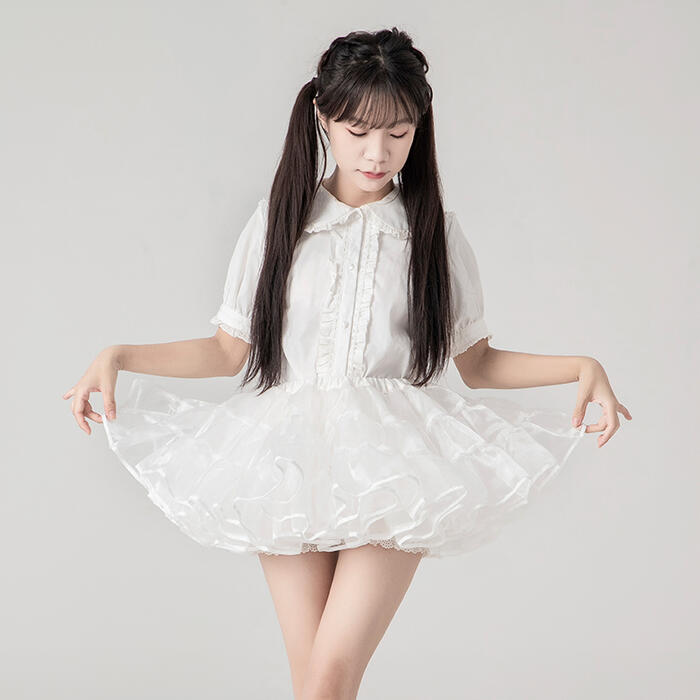 ボリューム パニエ 30cm丈 ロリータ ミニ丈 ショート丈 フリル チュチュ スカート ...