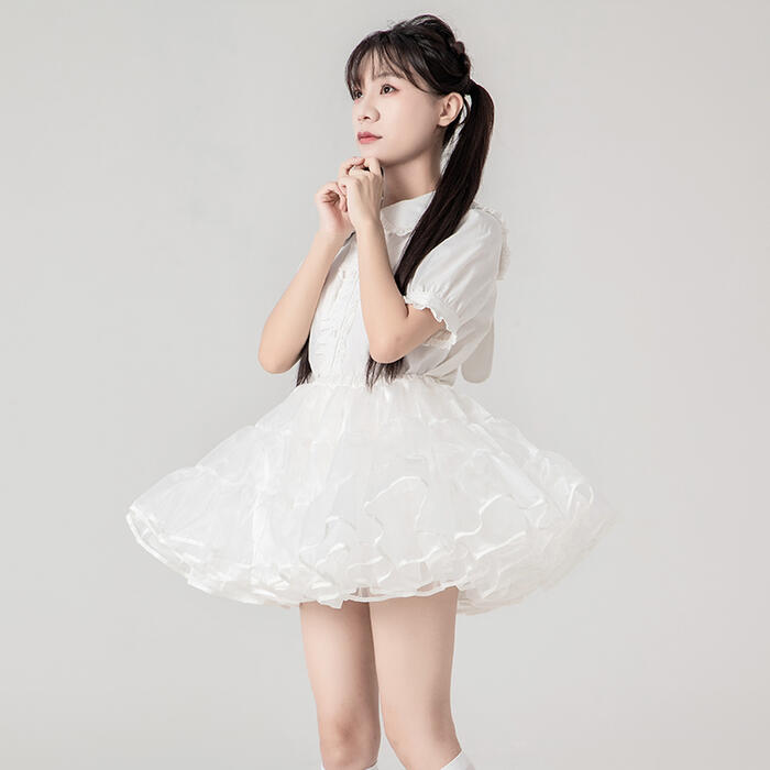 ロリィタ パニエ ミニ丈 超ミニ 35cm丈 コスプレ バレエ ダンス 衣装 白 黒 多層オ...