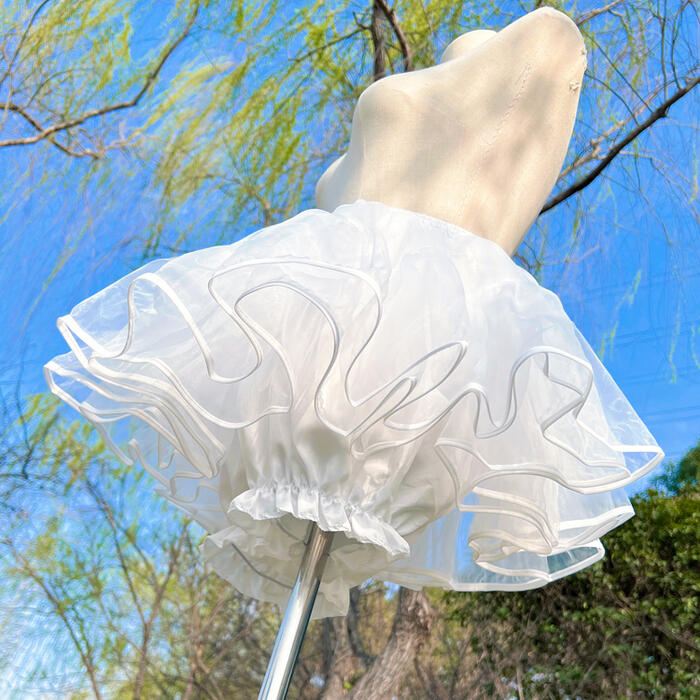 ミニ丈 30cm丈 パニエ ボリューム 2層オーガンジー かぼちゃパンツ付き ドロワーズ...