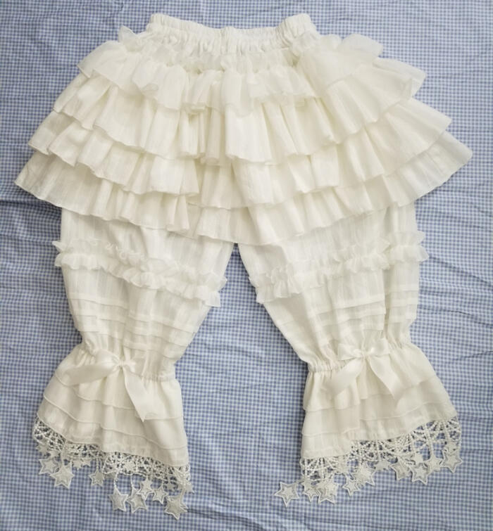 ロリータ ドロワーズ インナー かぼちゃパンツ 春 夏 パニエ ペチパン パンツ ボリューム フリル チュチュ チュール 星型 レース かわいい お姫様のサムネイル