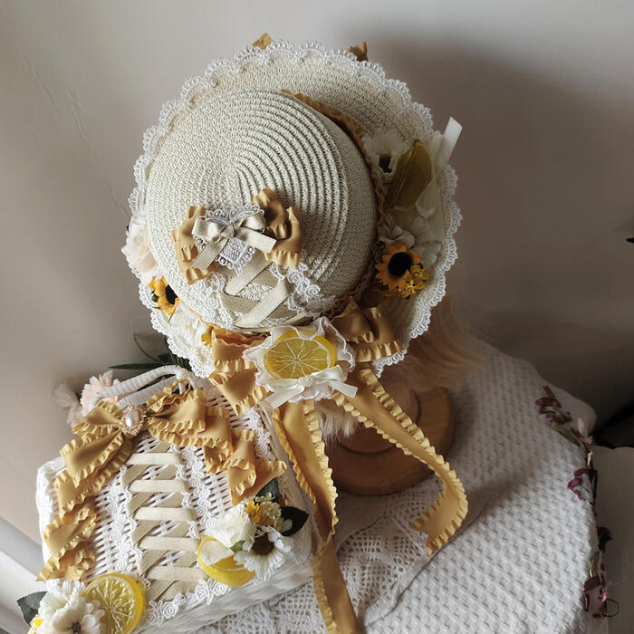 ロリータ ラタンバスケット 麦わら帽子 甘ロリ...の紹介画像2