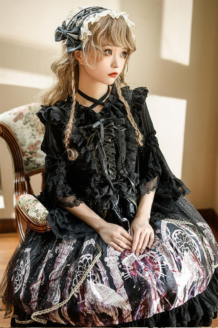 レディース ワンピース ロリータ ロリィタ Lolita ゴシック ゴスロリ お姫様 ドレス ブラック ベージュ ゆめかわいい ノースリーブ キャミソールワンピ JSK ジャンパースカート 華やか 可愛い リボン レース フレア ふんわり コスプレ ハロウィン パーティー