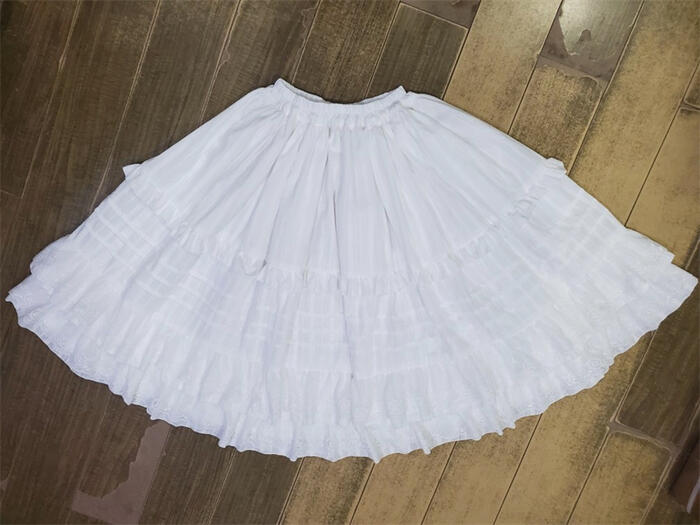 スカート ロリータ 選べる丈 60-80 ペチコート コットン 膝丈 ロング フレアスカート ホワイト ブラック フリル コーデ 春夏秋 裏地付き ロココ クラ...