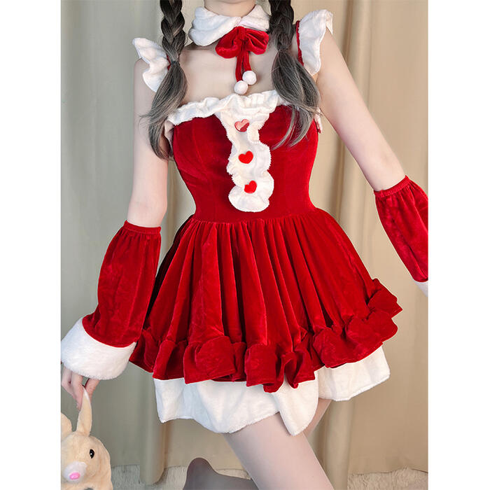 コスプレ 豪華セット サンタクロース クリスマス衣装 サンタドレス レディース ゆめかわいい セクシー ロリータ ワンピース カチューシャ イベント パーティー 尻尾 うさぎ耳 うさみみ 新年 忘年会 赤色 レッド 定番 サンタコスプレ クリスマスコスプレ レディーサンタ