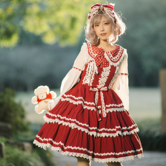 ロリータ ワンピース ジャンパースカート ロリィタ 可愛い 定番 メイド服 プリンセス お姫様 配色 ゴスロリ ゴシック 甘ロリ コスプレ ..