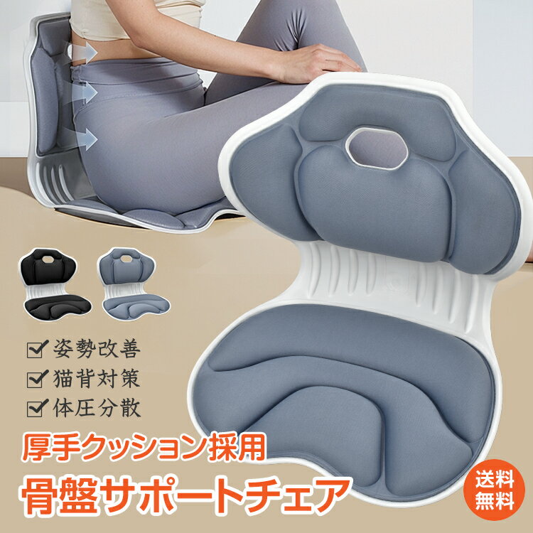 *25%OFFクーポン⇒3156円*【送料無料】骨盤サポートチェア 骨盤サポート 厚手クッション 姿勢サポート 姿勢改善 猫背対策 人間工学 椅子 座椅子 イス...