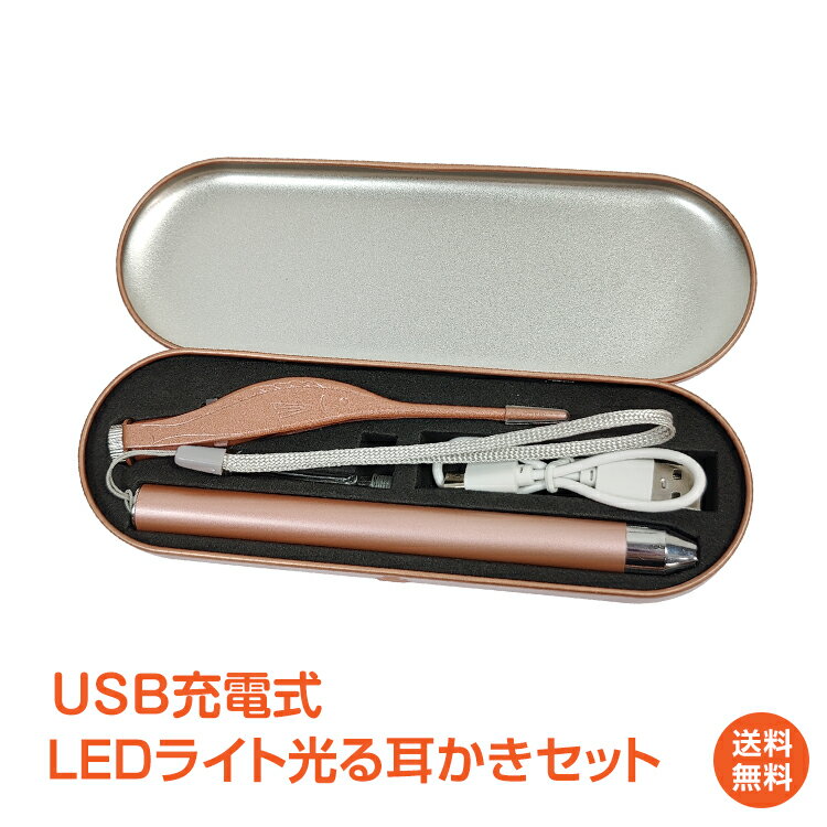 ＼5/15迄11%OFFクーポン／【1年保証】耳掃除用品 光る耳かき みみかき 耳かき USB 充電式 光る 耳かき セット LED ライト 照明 ピンセット 耳掃除 耳そうじ おしゃれ かわいい 赤ちゃん ベビー 子育て 充電 ケーブル ケース 付き 耳垢 トラベル 旅行 ny453