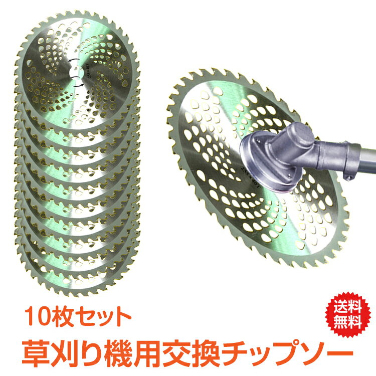 ＼5/10限定15%OFFクーポン／【1年保証】草刈機 替刃 草刈り用チップソー 刈払機 チップソー 刈払機 パーツ ホールソー 10枚 セット 丸のこ 交換 草刈 軽い 軽量 下刈用 255mm 25.4mm 40T 刃数 庭 ガーデニング zk126