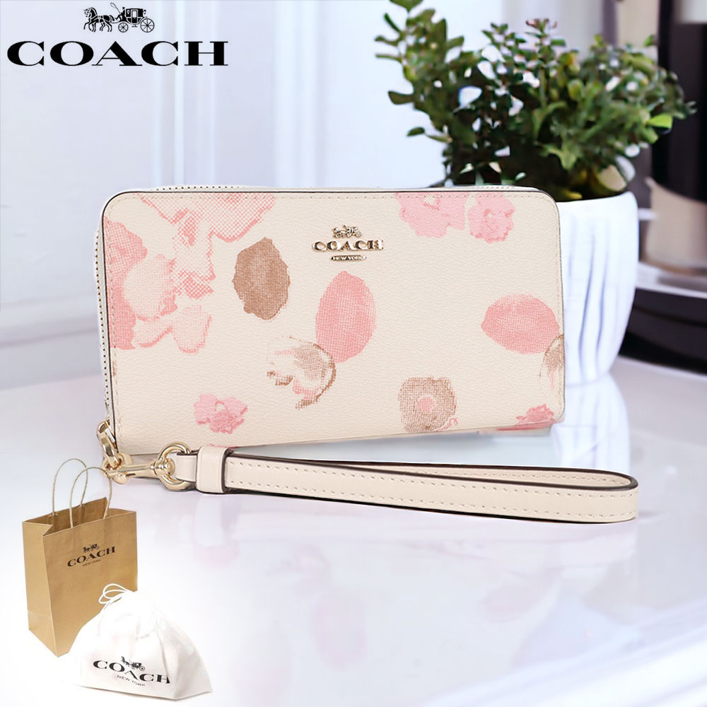 【10日店内最大P20倍】 コーチ 長財布 花柄 COACH CR625 IMCAH ラウンドファスナー財布 シグネチャー キャンバス ウィズ マルチ フローラル プリント ブランド正規紙袋付き ランファス ウォレット送料無料