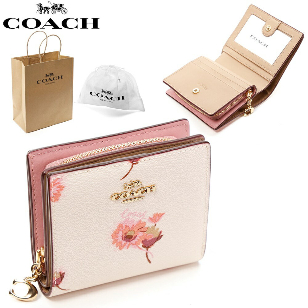 【15日は店内最大ポイント20倍】 コーチ 財布 花柄 二つ折り レディース COACH C8691 スナップ ウォレット シグネチャー キャンバス 二つ折 二つ折り財布 ブランド財布 アウトレット アウトレット財布 公式ギフト