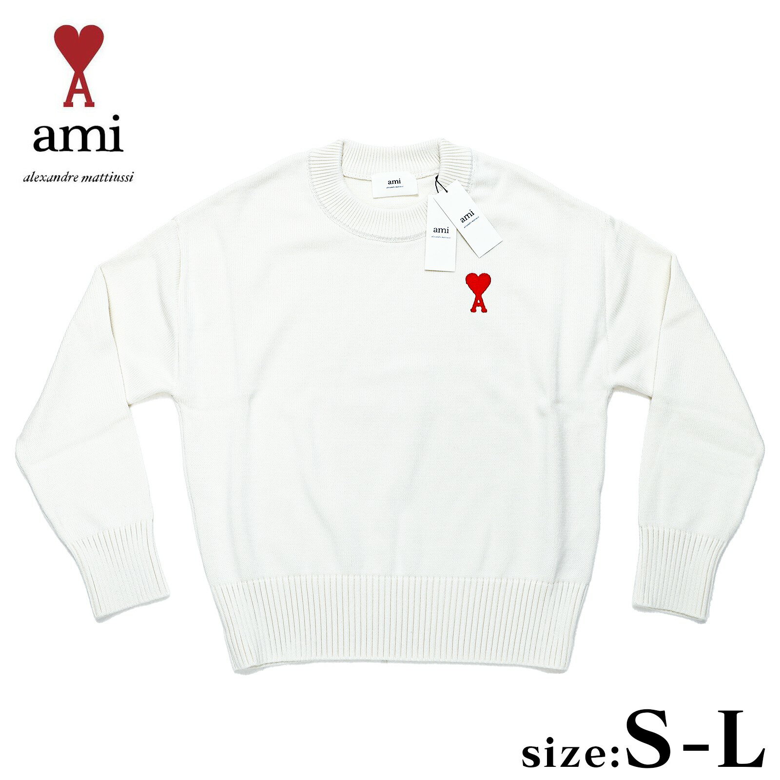 アミパリス ami Paris トレーナー ロゴ入り ホワイト 長袖 No:UKS008 016 175 Lady 039 s Ami De Coeur Crewneck Sweater Natural White/Red S M L