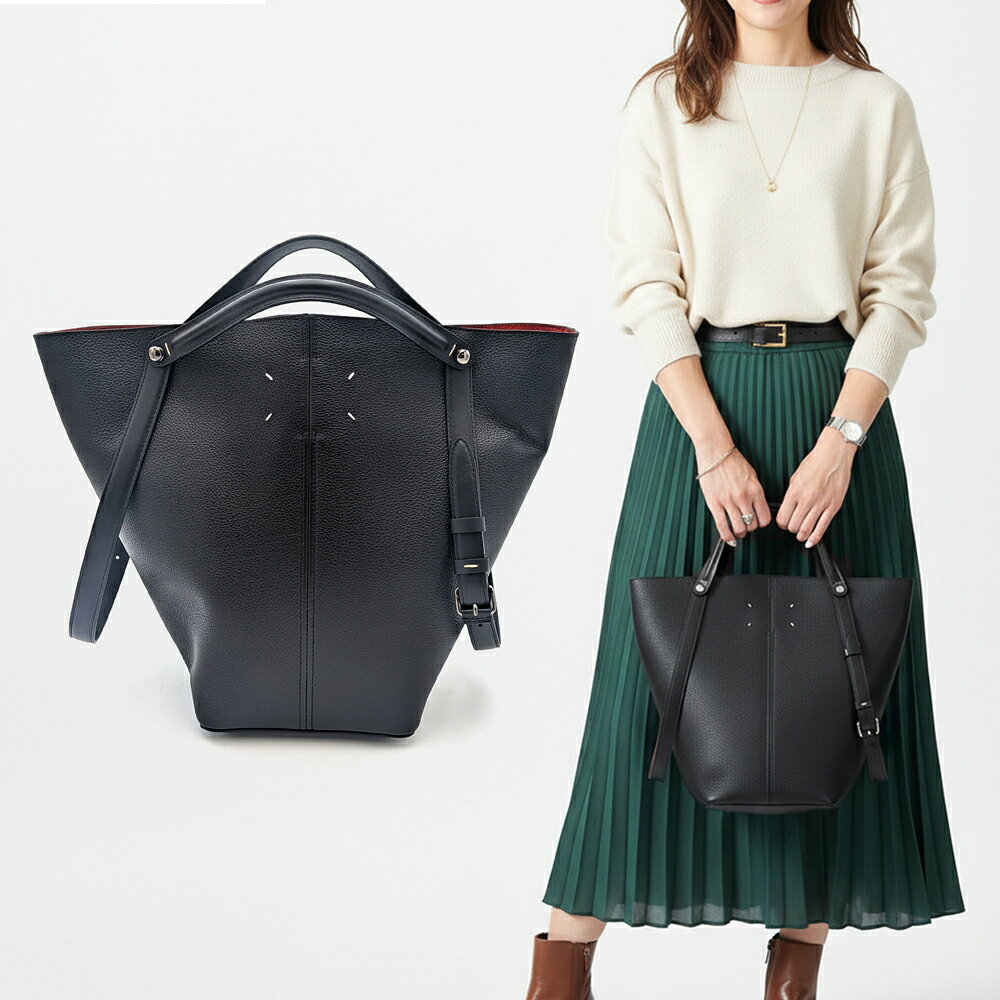 樂天商城 - 【ラッピング対応可能 正規品】 maison margiela メゾンマルジェラ ドレサージュ ミディアム SB1WD0039 BLACK バッグ ブラック 大容量 ブランド ショルダーバッグ レザー 黒 高級ブランド
