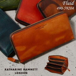 キャサリンハムネットロンドン 革長財布 メンズ キャサリンハムネット 財布 長財布 ラウンドファスナー KATHARINE HAMNETT FLUID 490-59204 メンズ レディース 革 送料無料