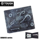 TOUGH タフ 二つ折り財布 メンズ エンボス 55931 牛革 レザー ブラック