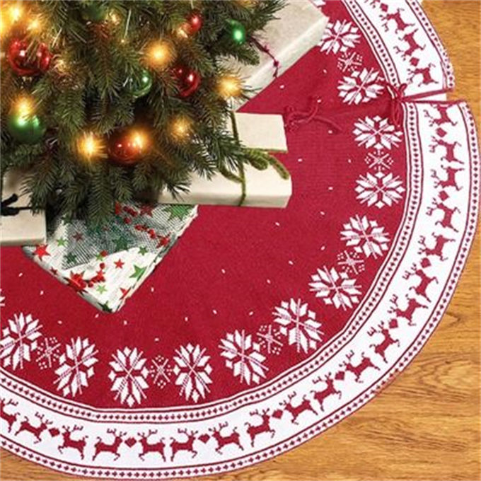 アリスの庭のクリスマスツリー 足元 スカート 90cm 120cm 赤 レッド 雪模様 ツリースカート 足元カバー サンタ インテリア カーペット 足元 クリスマス飾り｜アングル2