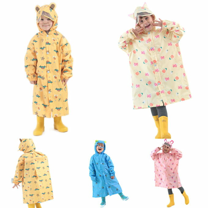 子供用 レインコート 男の子 女の子 雨がっぱ リュック対応 収納袋付き 雨具 カッ...
