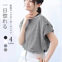 tシャツ 半袖 ボーダーTシャツ レディース フレンチスリーブTシャツ トップス ゆったり オーバーサイズ 着痩せ 細見せ 細見え 体型カバー 肩袖タッグ 二の...