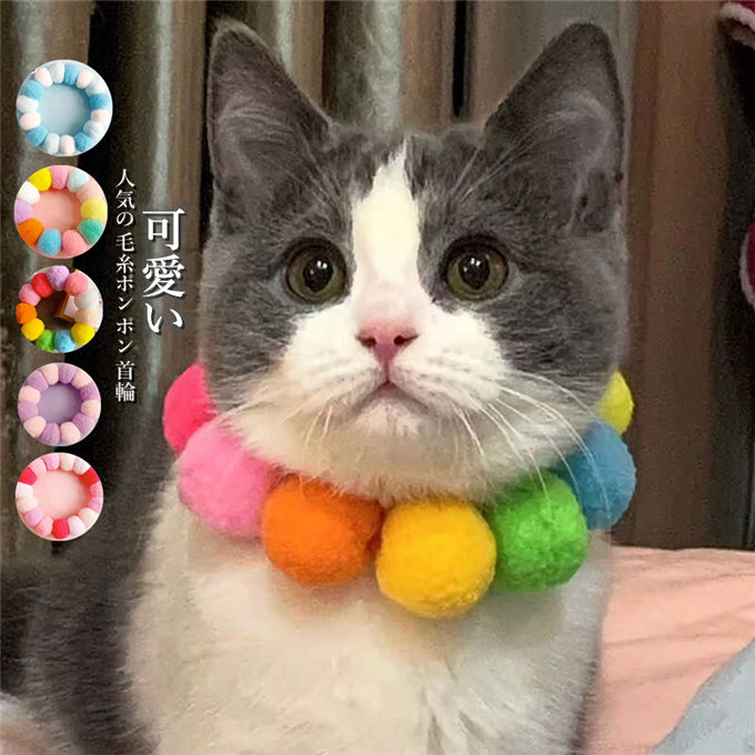 商品詳細 ■カラー：color1-color5 ■サイズ： S 長さ25cm 適用体重1.5-2.5kg M 長さ35cm 適用体重2.5-5kg L 長さ45cm 適用体重5-9kg ■素材:ポリエステル ■関連キーワード：ペット 猫首輪 犬首輪 猫の首輪 おしゃれ 犬用 猫用 毛糸ポンポン 手作り 着用に便利 おしゃれ 手編み 柔らかい お洒落 面白い クリスマス 犬猫用 いぬ ネコ おしゃれ 可愛い もこもこ モコモコ 綺麗 丸々 写真撮影 ドッグウエア 秋冬 暖かい 個性的 撮影 小道具 アクセサリー おもしろい ファッションアイテム プレゼント 記念撮影 ■商品説明： ・大人気の毛糸ポンポン首輪！とってもキュート。 ・ふんわり首元を包み込み締め付けません。 ・首輪嫌いのペットちゃんでも馴染みやすい作りになっています。 ・とっても軽くて柔らかい、猫に優しい首輪。 ・職人が一つひとつ丁寧に手作りしています。 ・やわらかく猫ちゃんに優しい、色もカラフルで鮮やかな、とても明るい気分になれる猫首輪でございます！ ※キャンセル/変更不可 ※備考 ・掲載画像につきましては、撮影環境【室内・野外・天候】等、お客様の閲覧されますパソコンや携帯電話キャリアによって、実際の商品とは多少異なったお色に見える場合も御座いますので予めご了承下さいませ。 ・生産ロットによっての生地の色味や濃淡・質感が異なる場合がございます。 ・商品のほとんどは海外輸入品のため、日本製に比べて縫製等がしっかりしていない物もございます。 弊社では倉庫で検品は実施しておりますが、多少の糸のほつれ・糸の飛び出し・インク写り・小さな汚れ等ある場合もございますので、予めご了承下さいませ。 ・何か質問がございましたら、お気軽にメールにてご連絡ください。