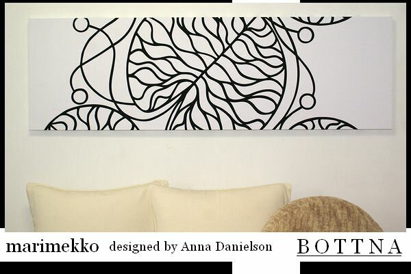 ファブリックパネル アリス marimekko Bottna 130×43cm ホワイト マリメッコ ボットナ 白黒 人気 壁ファブリックパネル白　【大型商品ヤマト便・時間指定不可】