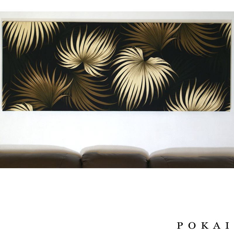 ファブリックパネル 玄関 BKF POKAI 130×54cm ハワイアン 南国 インテリア ブラック 黒 アートパネル おすすめ その1