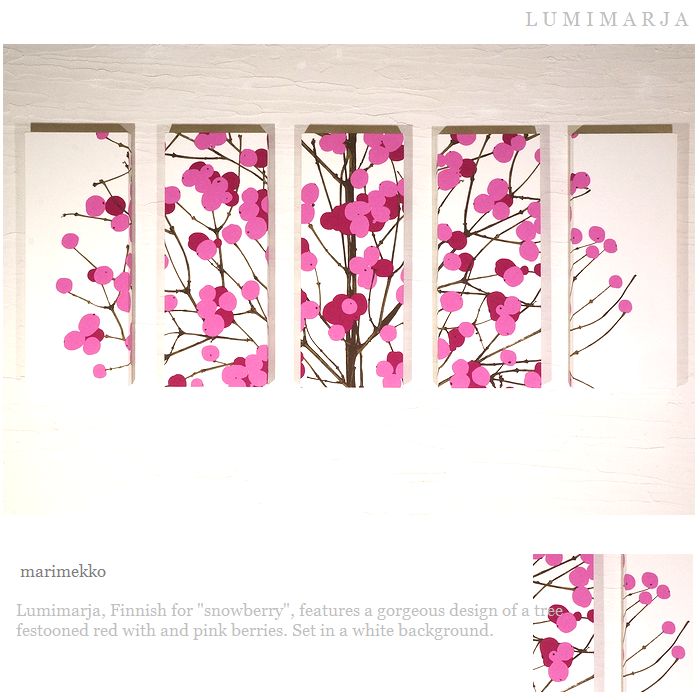 ラスト1点 ルミマルヤ ピンク ファブリックパネル 北欧 marimekko LUMIMARJA PINK 5枚組 50×20cm　 ファブリックボード lumiピンク5p