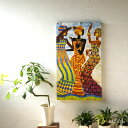 ZEENYA ジーニャ 縦長 ファブリックパネル モダン 90×52cm オリエンタルアートパネル　アフリカン 女性