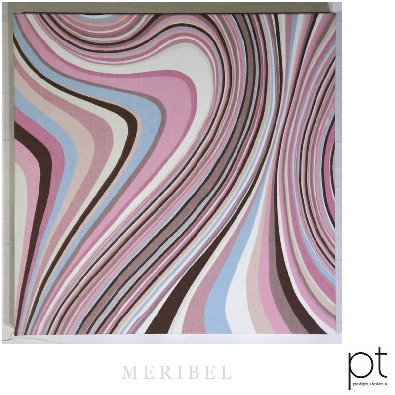 ファブリックパネル 玄関 Prestigious MERIBEL 40×40cm ピンク ウェーブ 幾何学 アートパネル シンプルに