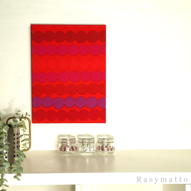 北欧 マリメッコ ファブリックパネル marimekko Rasymatto 40×30cm red レッドワイン ラシィマット インテリアパネル アートパネル 玄関