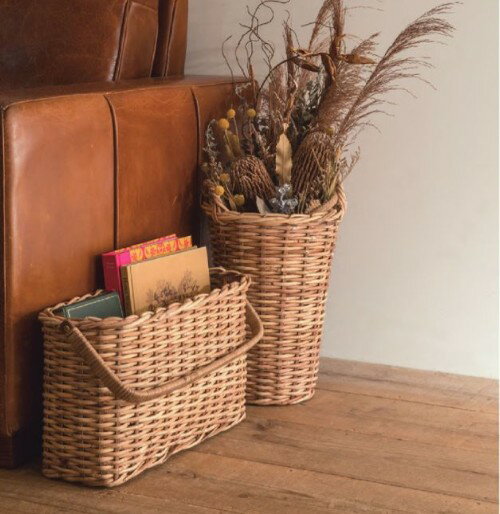 レクトハンドルバスケット11669　【アリスの時間】マガジンラック　スリッパ収納