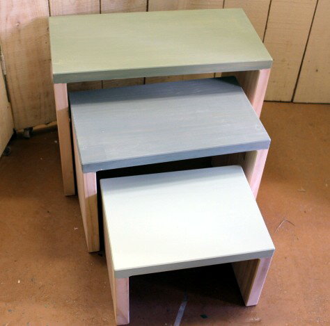 【重ねても広げても】ネストテーブルナチュラルグリーン3個セット【アリスの時間】★