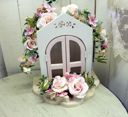 かわいい ペット仏壇 教会みたいなメモリアルボックス カッティング薔薇 ホワイト&ピンク 【日本製】ペットロス 虹の橋 ペット仏具 【アリスの時間】【ペット仏壇...